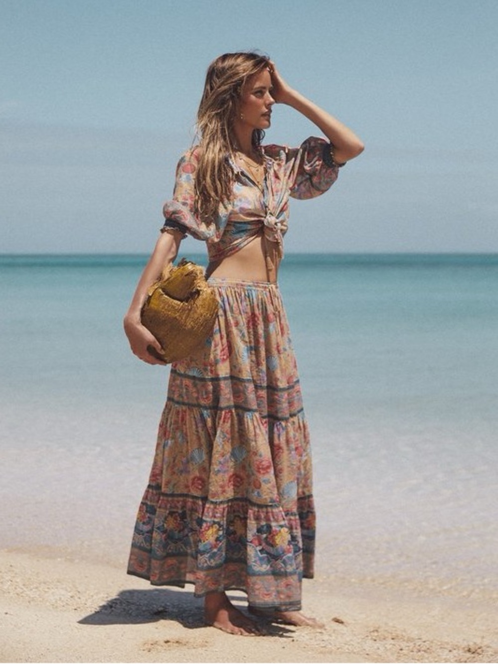 Spell & The Gypsy Collective Seashell Maxi Skirt Opal. - Picture 3 of 11
